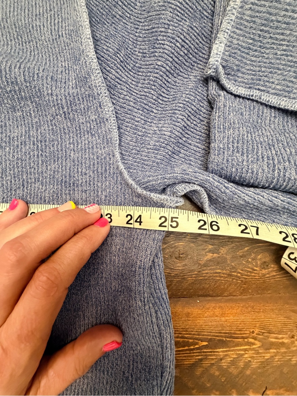 Urban Outfitters UO Blue Ribbed V Notch Cropped Long Sleeve Sweater Women M GUC - Picture 7 of 10